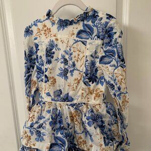 Janie and Jack Dress, Blue & Tan Floral Girls Casual Spring Summer Dress